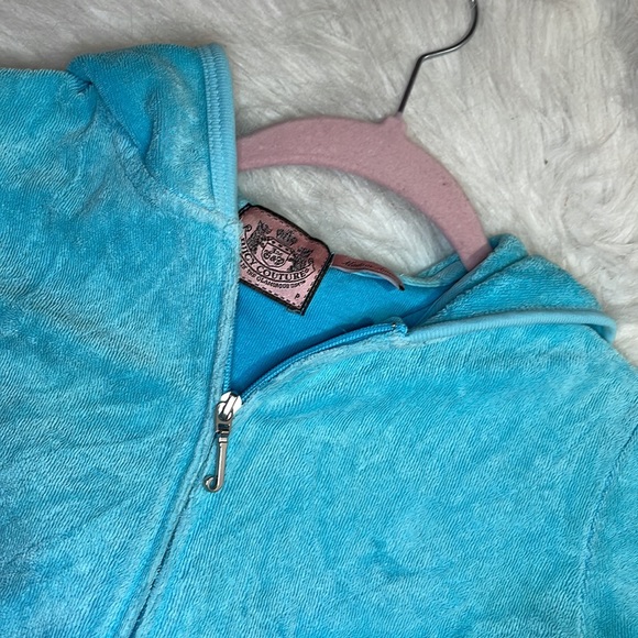 Juicy Couture Turquoise Blue Terry Top Short Sleeve P Vintage - Picture 4 of 10